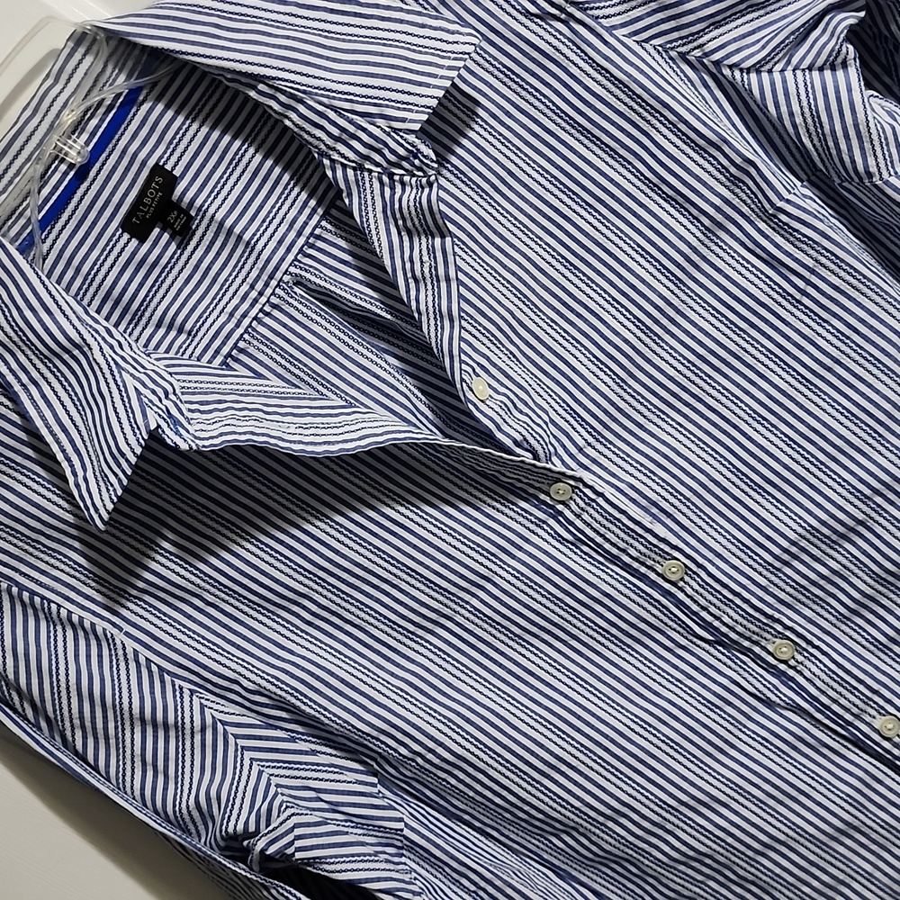 Talbots 2Xp textured stripes shirt